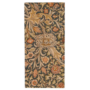 William Morris Trent Garden Flower Pattern Classic Wood Flash Drive