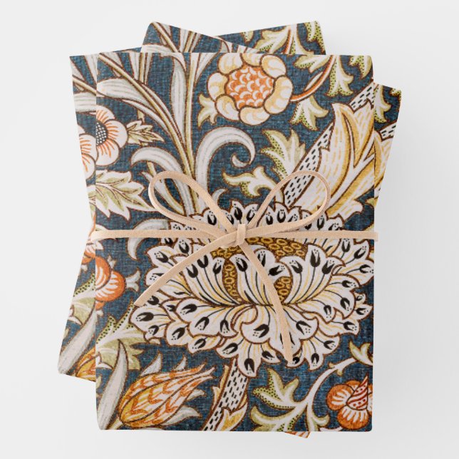William Morris Trent Garden Flower Pattern Classic Wrapping Paper Sheets (In situ)