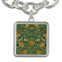 William Morris Tudor Rose Pattern Blue Golden