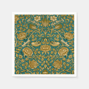 William Morris Tudor Rose Pattern Blue Golden Napkins