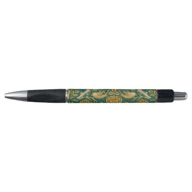 William Morris Tudor Rose Pattern Blue Golden Pen (Front)