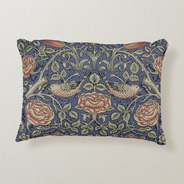 William Morris Tudor Rose Wallpaper Accent Pillow (Back)