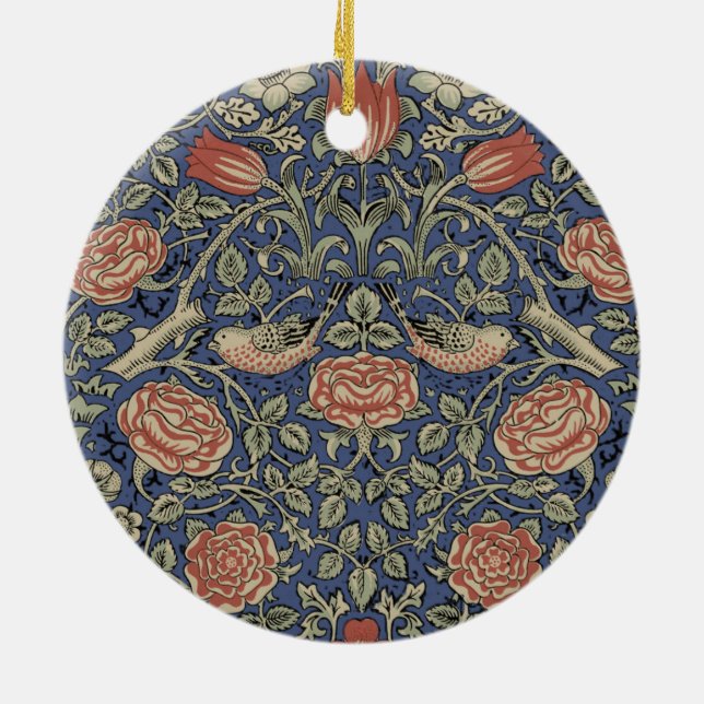 William Morris Tudor Rose Wallpaper Ceramic Ornament (Back)