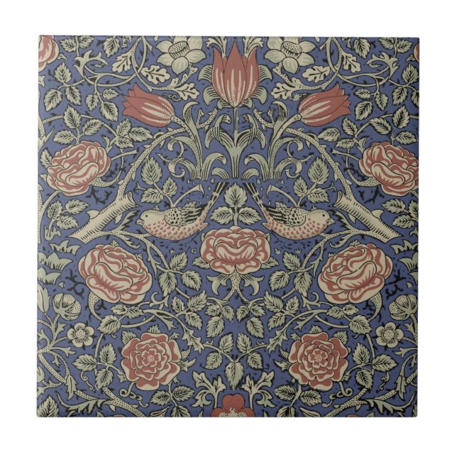 William Morris Tudor Rose Wallpaper Ceramic Tile (Front)