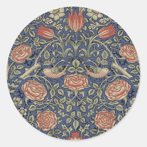 William Morris Tudor Rose Wallpaper Classic Round Sticker
