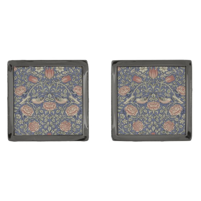 William Morris Tudor Rose Wallpaper Cufflinks (Front)