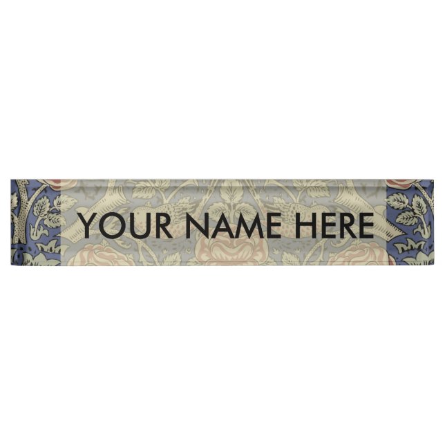 William Morris Tudor Rose Wallpaper Desk Name Plate (Front)