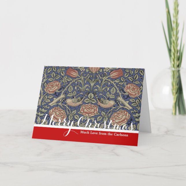 William Morris Tudor Rose Wallpaper Holiday Card (Front)