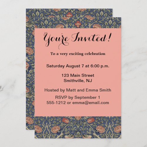 William Morris Tudor Rose Wallpaper Invitation