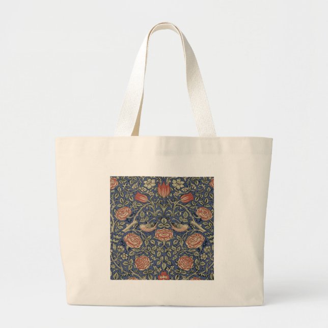 William Morris Tudor Rose Wallpaper Large Tote Bag (Front)