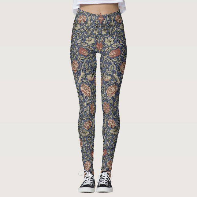 William Morris Tudor Rose Wallpaper Leggings (Front)