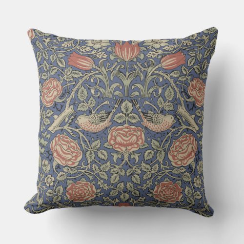 William Morris Tudor Rose Wallpaper Outdoor Pillow