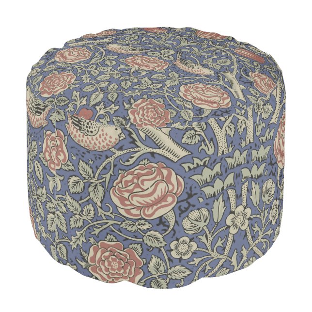 William Morris Tudor Rose Wallpaper Pouf (Angled Back)