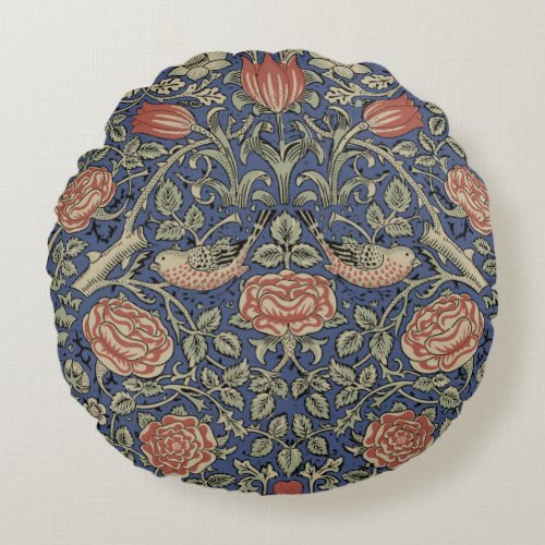 William Morris Tudor Rose Wallpaper Round Pillow