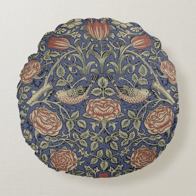 William Morris Tudor Rose Wallpaper Round Pillow (Front)