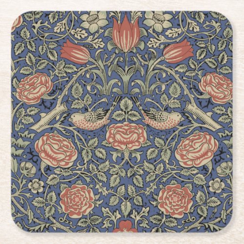William Morris Tudor Rose Wallpaper Square Paper Coaster