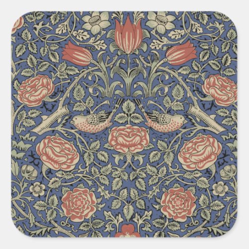 William Morris Tudor Rose Wallpaper Square Sticker