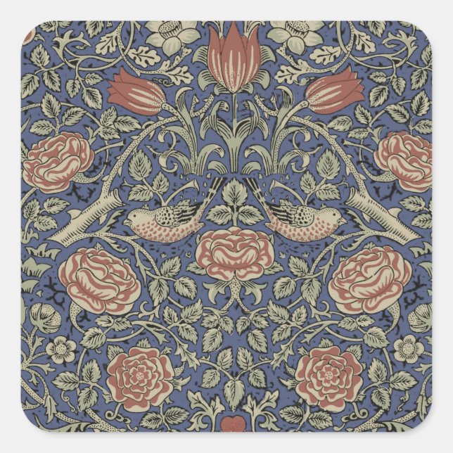 William Morris Tudor Rose Wallpaper Square Sticker (Front)