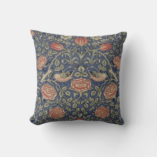 William Morris Tudor Rose Wallpaper Throw Pillow