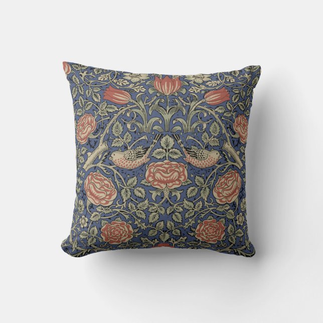 William Morris Tudor Rose Wallpaper Throw Pillow (Front)