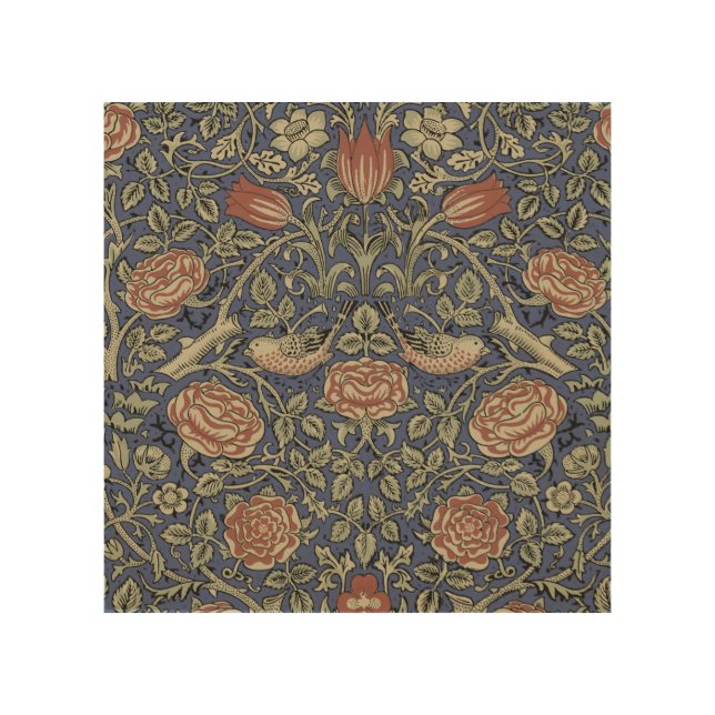 William Morris Tudor Rose Wallpaper Wood Wall Art (Front)