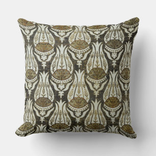 William Morris Tulip and Trellis Blue Floral Art Throw Pillow