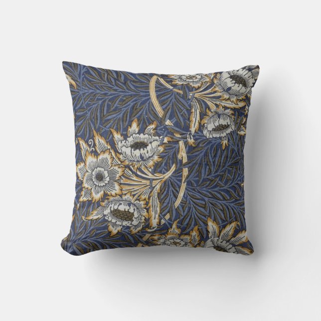 William Morris Tulip and Willow Floral Pattern Throw Pillow (Front)
