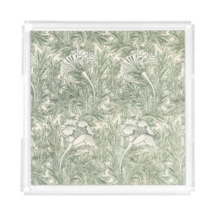 William Morris Tulip Green Floral Art Print Acrylic Tray