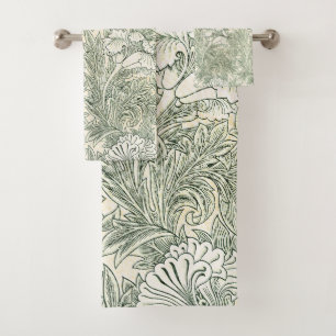 William Morris Tulip Green Floral Art Print Bath Towel Set