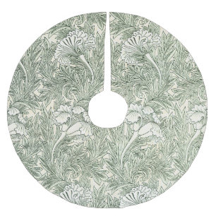 William Morris Tulip Green Floral Art Print Brushed Polyester Tree Skirt