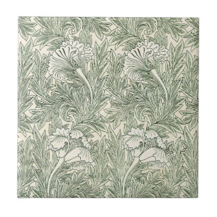 William Morris Tulip Green Floral Art Print Ceramic Tile