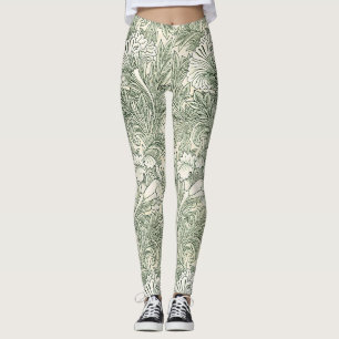 William Morris Tulip Green Floral Art Print Leggings