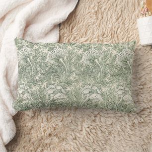 William Morris Tulip Green Floral Art Print Lumbar Pillow