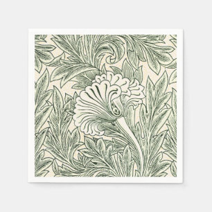 William Morris Tulip Green Floral Art Print Napkins