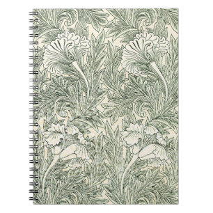 William Morris Tulip Green Floral Art Print Notebook