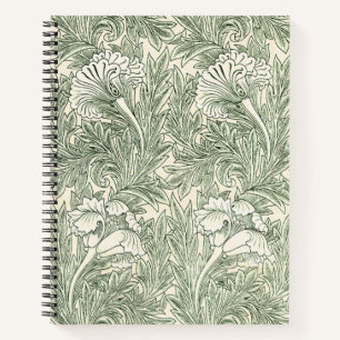 William Morris Tulip Green Floral Art Print Notebook