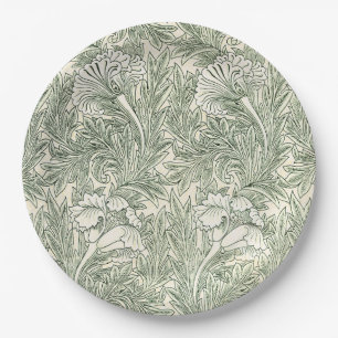 William Morris Tulip Green Floral Art Print Paper Plates