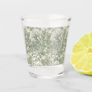 William Morris Tulip Green Floral Art Print Shot Glass