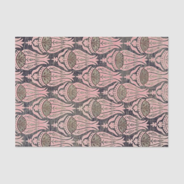 William Morris TULIP GREY AND PINK Tissue Paper (Front)