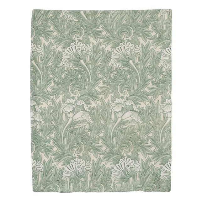 William Morris Tulip Pattern Sage Green Twin Duvet Cover (Front)