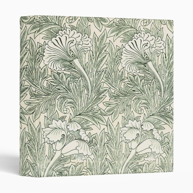 William Morris Tulip Wallpaper Classic Green 3 Ring Binder (Front/Spine)