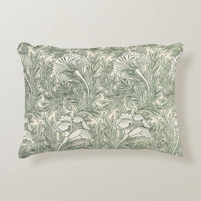 William Morris Tulip Wallpaper Classic Green Accent Pillow (Front)