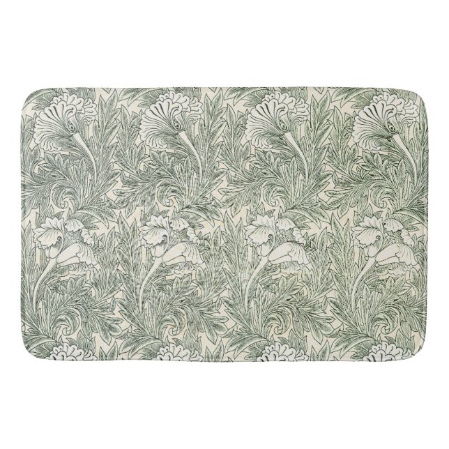 William Morris Tulip Wallpaper Classic Green Bath Mat (Front)