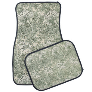 William Morris Tulip Wallpaper Classic Green Car Floor Mat