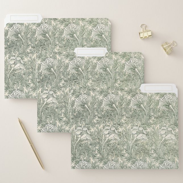 William Morris Tulip Wallpaper Classic Green File Folder (Set)