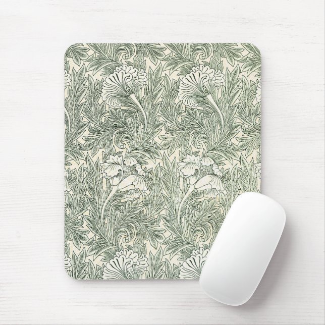 William Morris Tulip Wallpaper Classic Green Mouse Pad (With Mouse)