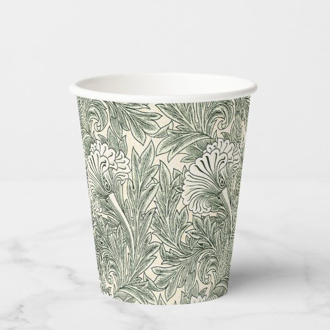 William Morris Tulip Wallpaper Classic Green Paper Cups (Front)