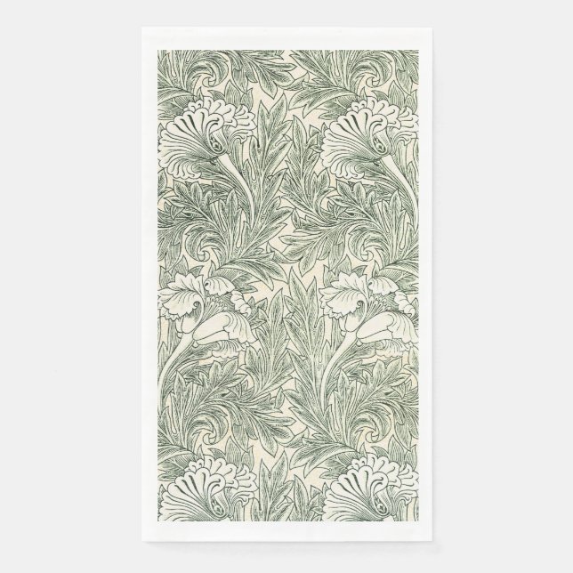 William Morris Tulip Wallpaper Classic Green Paper Guest Towels (Front)