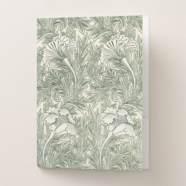William Morris Tulip Wallpaper Classic Green Pocket Folder (Front)