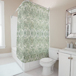 William Morris Tulip Wallpaper Classic Green Shower Curtain